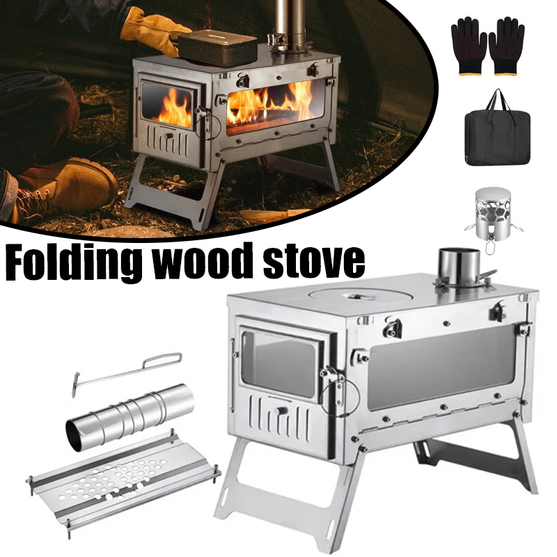 Camping Cooking Wood Stove - Stufa da tenda portatile in acciaio