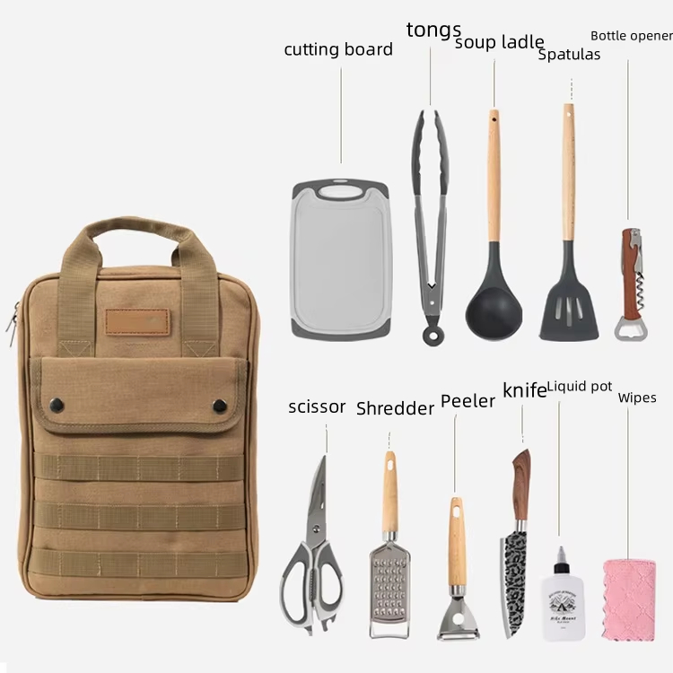 Camping Cooking Utensil Bag - Set di accessori per utensili da