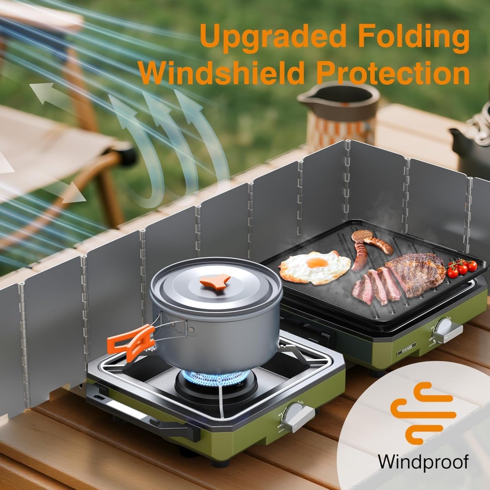 Camping Cooking Frying Pan - Fornello da Campeggio a 2 Fuochi