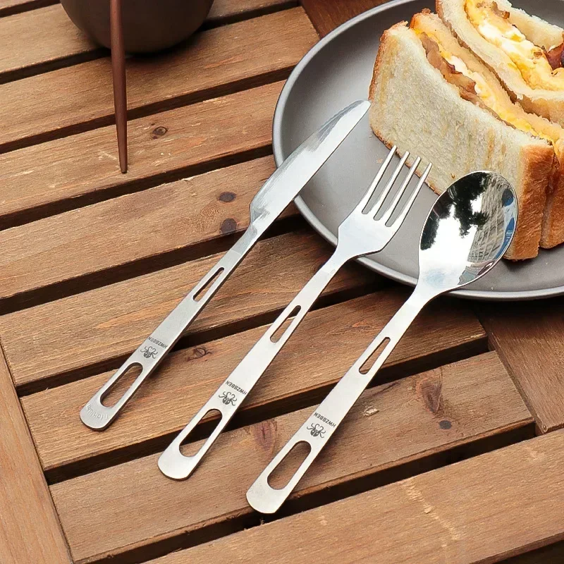 Camping Cooking Cutlery Set - HWZBBEN Titanium Fork Spoon Knife Set