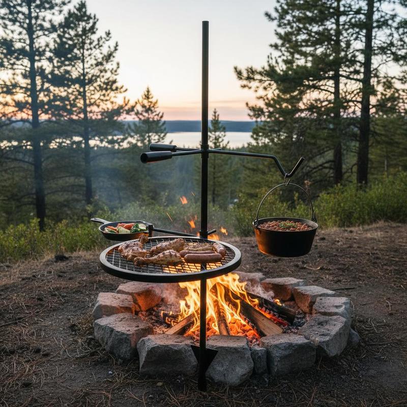 Camping Cooking Open Fire - Griglia Girevole per Cucinare 24x24 Pollici