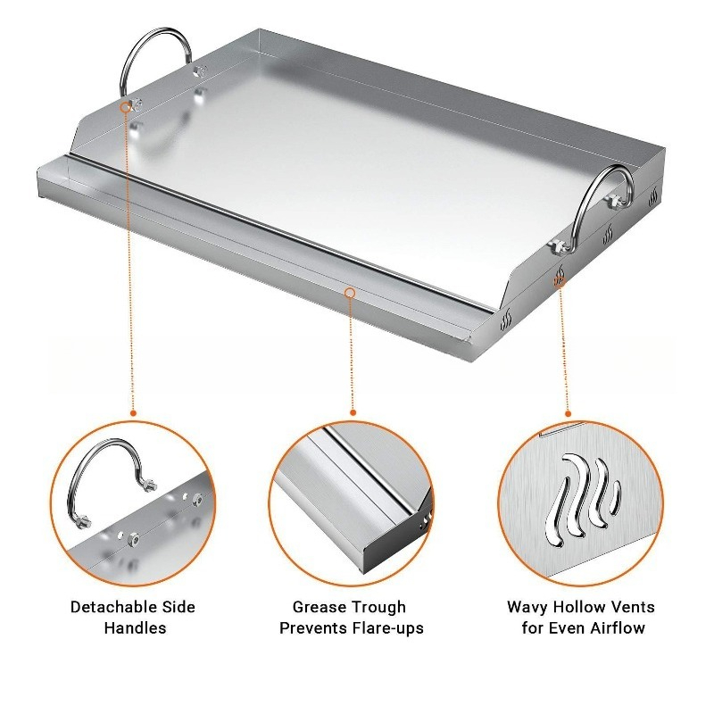 Camping Cooking Flat Top - Piastra per barbecue in acciaio inossidabile