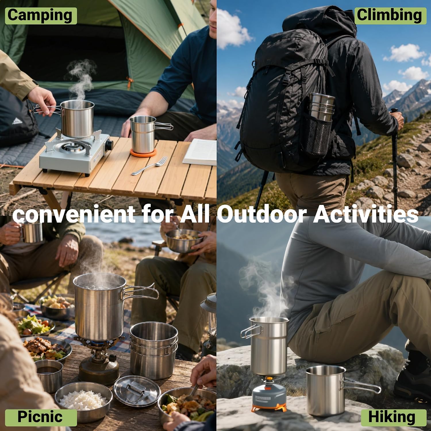 Tazze pieghevoli da campeggio, - Camping Cooking Utilities recensione e prezzo