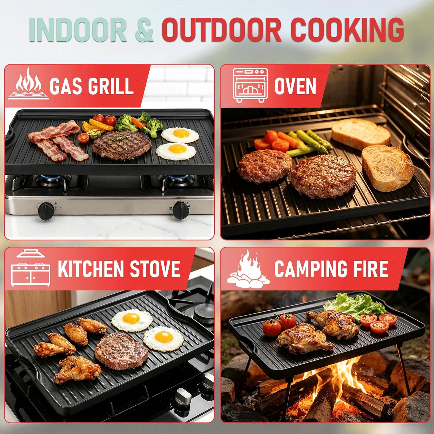 Piastra reversibile in ghisa d - Camping Cooking Flat Top recensione e prezzo