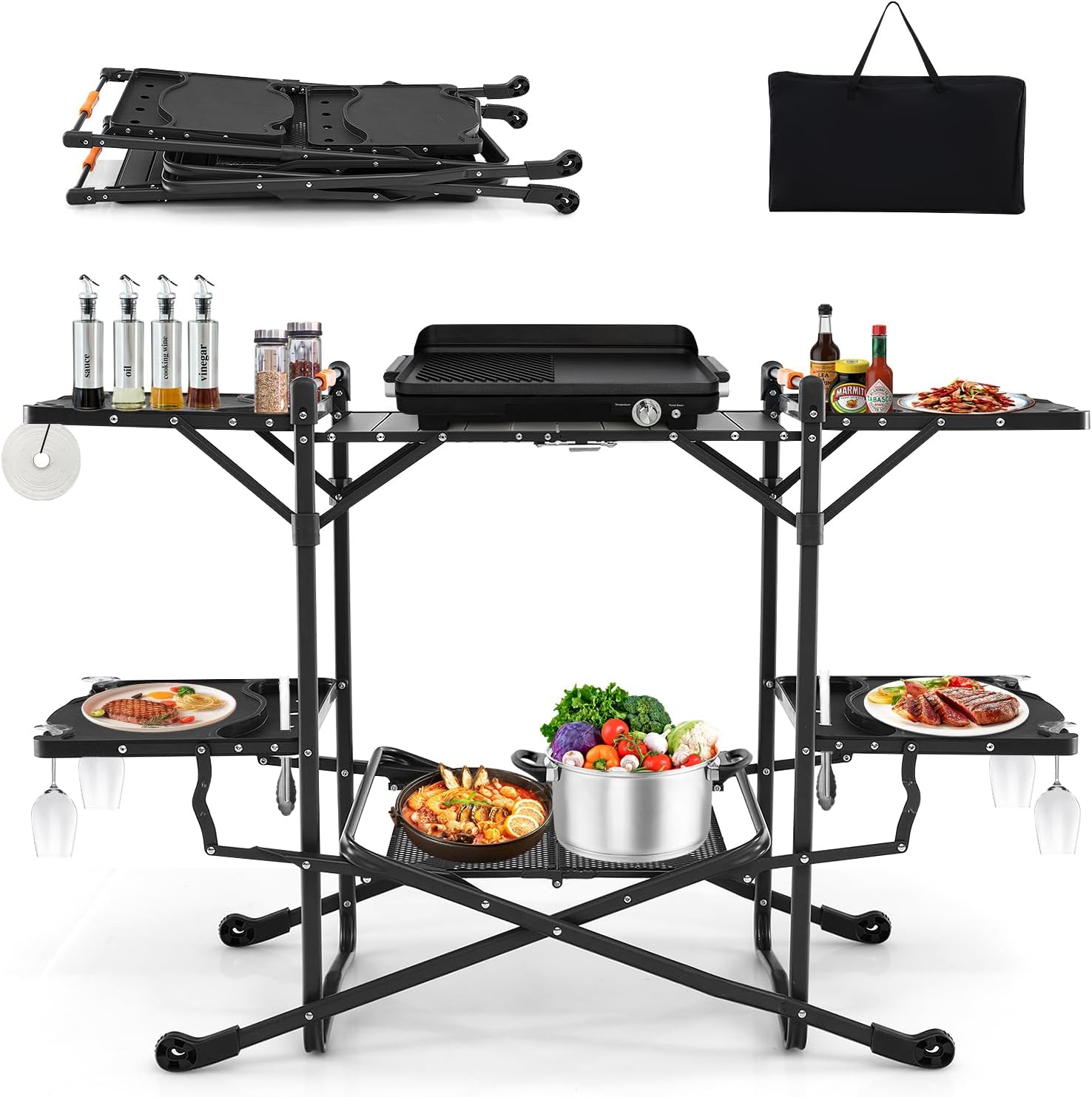 Tavolo da Cucina Pieghevole Po - Camping Cooking Table With Storage recensione e prezzo