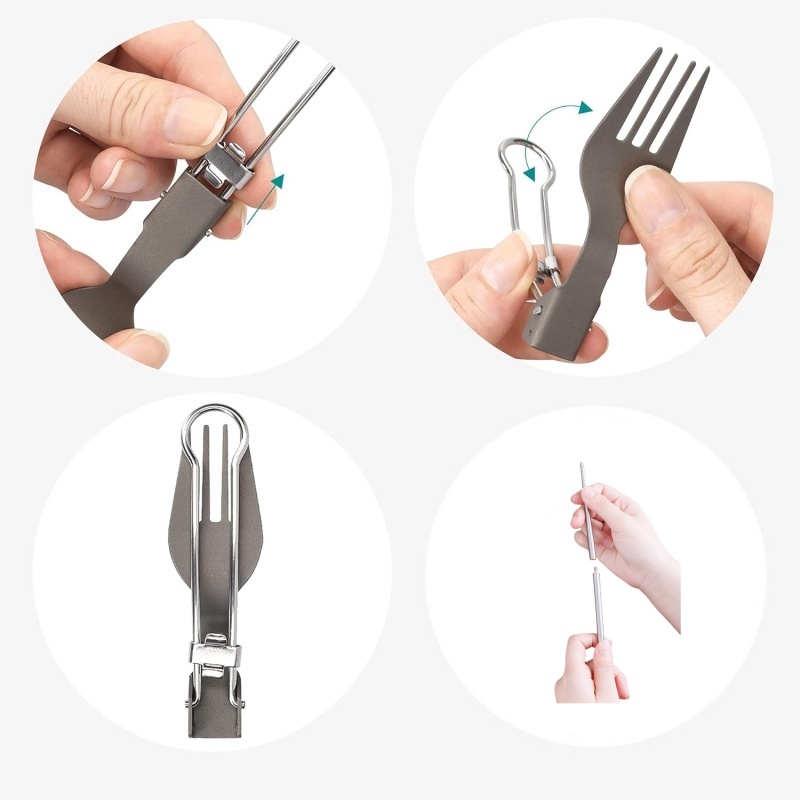 Set di Posate Pieghevoli in Ti - Camping Cooking Cutlery Set recensione e prezzo